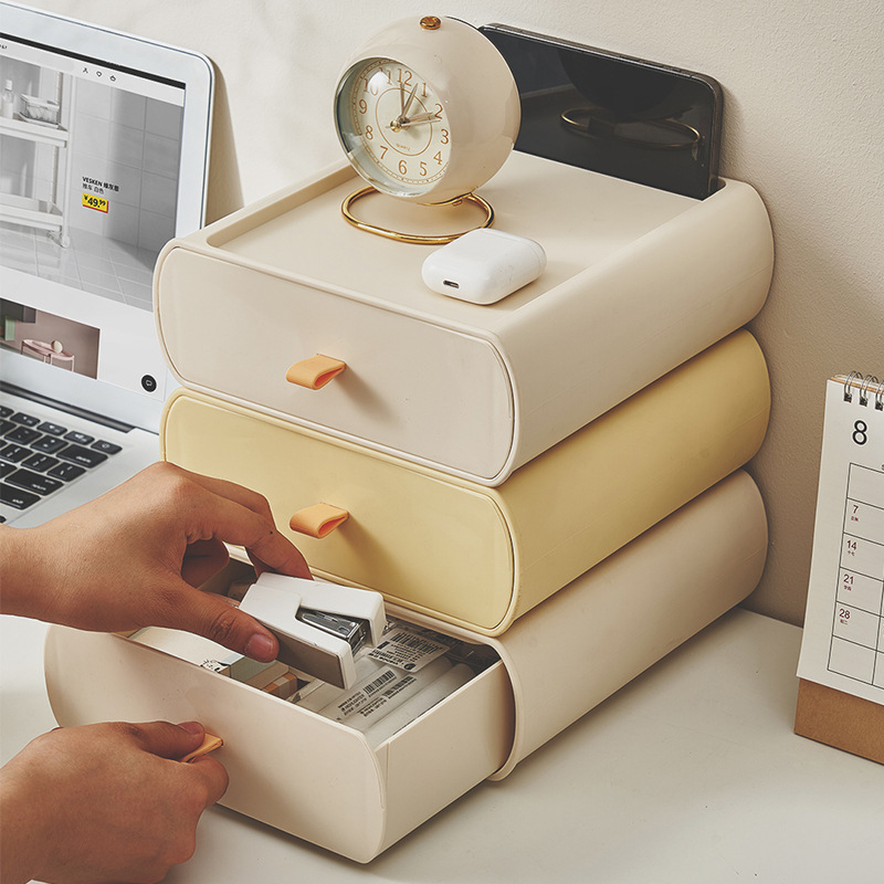 Drawer-style desktop storage box, high-end cosmetic and sundries storage box, office desk and study rack details Picture