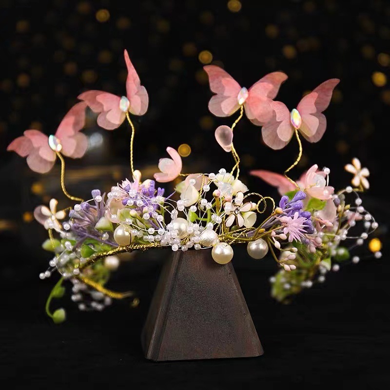 Hair Accessories Super Sensen Tied Garland Show Dress Fresh Butterfly Crown Girl Birthday Ten Year Crown Specification drawing