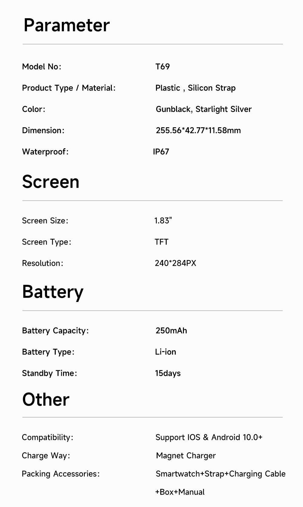 Amazon's new T69 Sports 2025 smartwatch Bluetooth call Heart rate blood pressure running fitness band pic 12