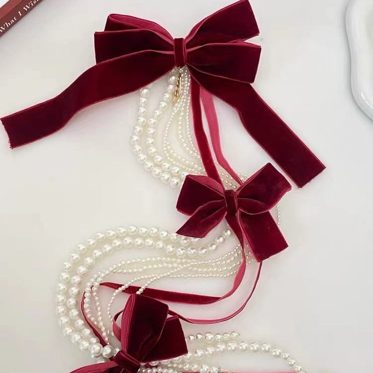 Hair Accessories With Red Bow Hair Clips Item Picture