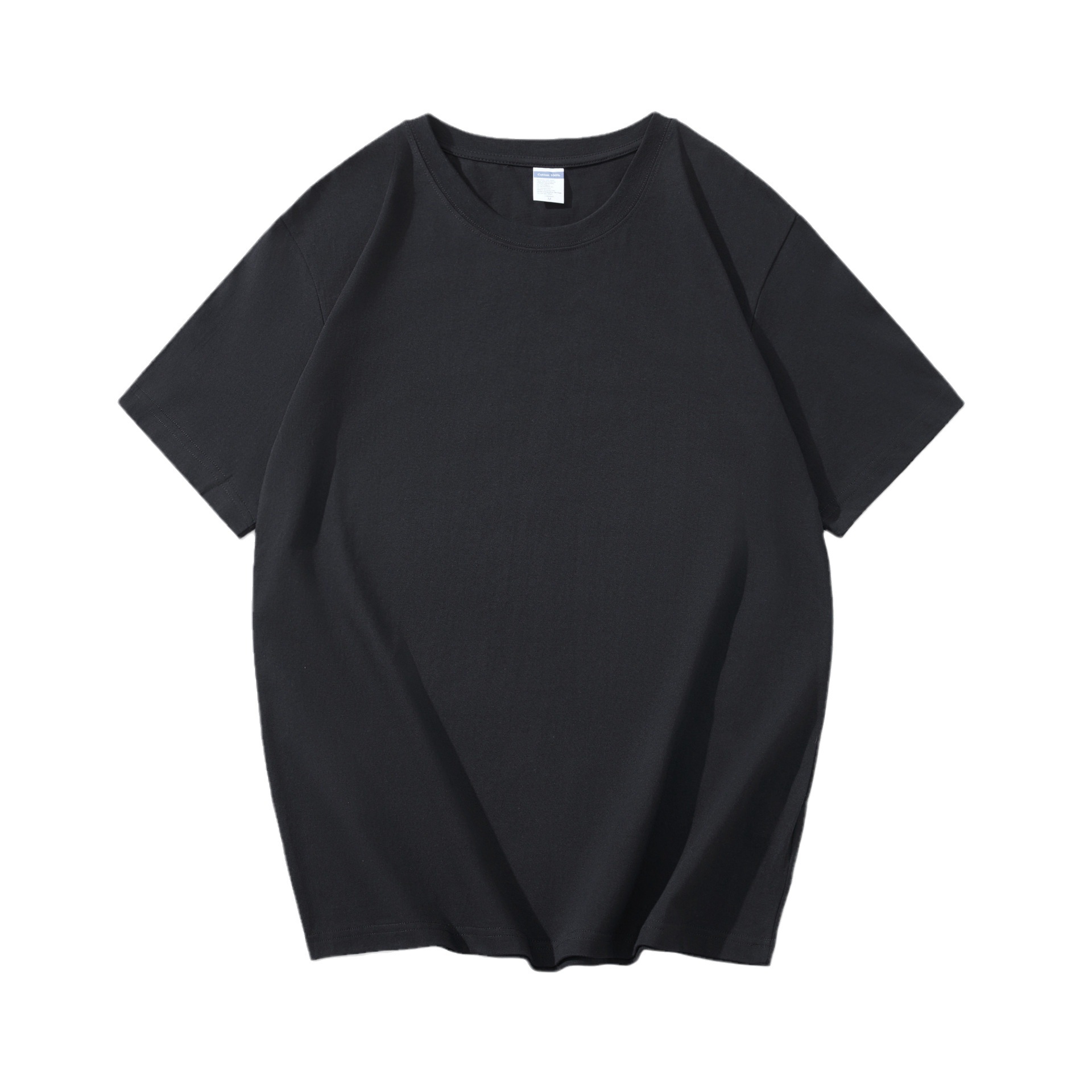 A men's short-sleeved T-shirt made of mercerized cotton with a loose round-neck inside, a summer trend in solid white, half-sleeved, large-sized men's clothing Item Picture