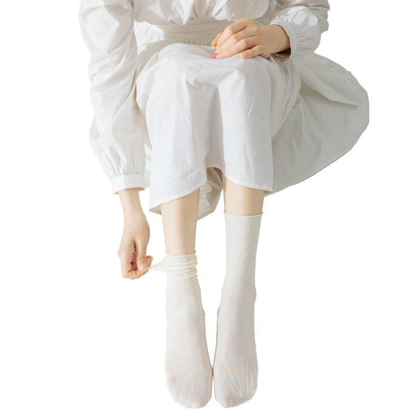Bingbing socks Women's mid-calf socks summer thin style ins trendy Internet celebrity white velvet ice silk summer long pile socks Item Picture