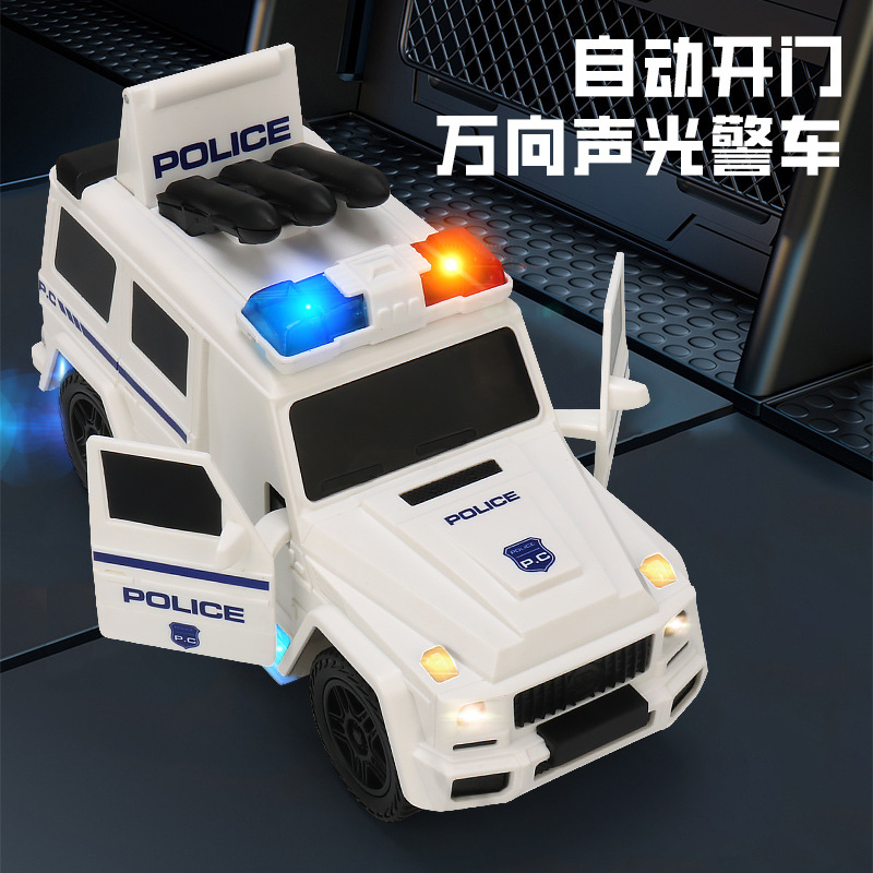 新品电动开门警察车音乐灯光万向小汽车仿真越野车模型男孩玩具车