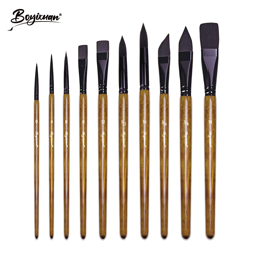 Cross-border best-selling wooden nylon oil painting brush set, professional art watercolor, acrylic painting, children's doodle watercolor brushes Item Picture