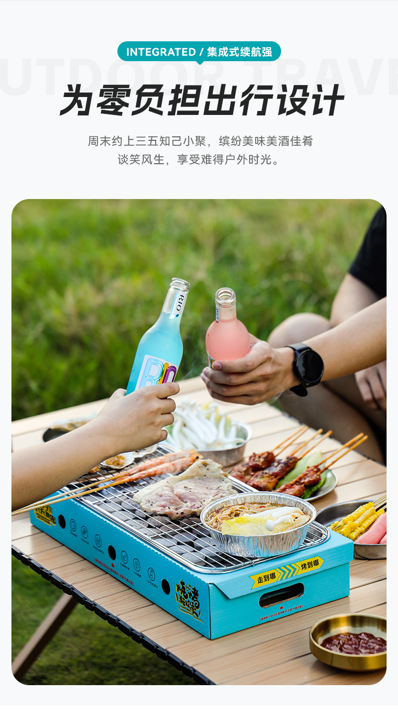 厂家直销家用烧烤架户外便携式 露营烤炉不锈钢一次性烧烤炉批发详情5