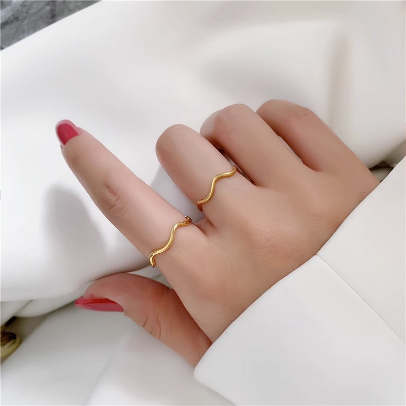 تصميم خواتم موموجية عالية التصميم، الصلب التيتانيوم، لا لا يخلو من اللون، details Picture