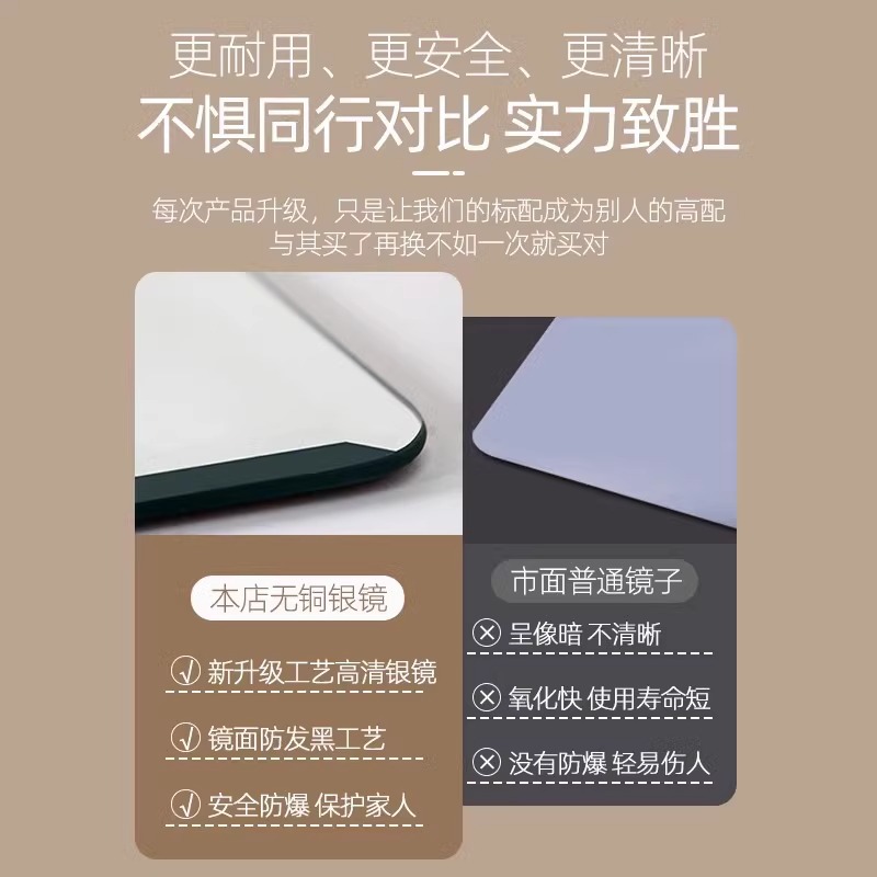 Light Luxury Bathroom Mirror Wall Self-Adhesive Bathroom Perforation-Free Vanity Mirror Washbasin Wall Hanging Makeup Mirror Application Scenario