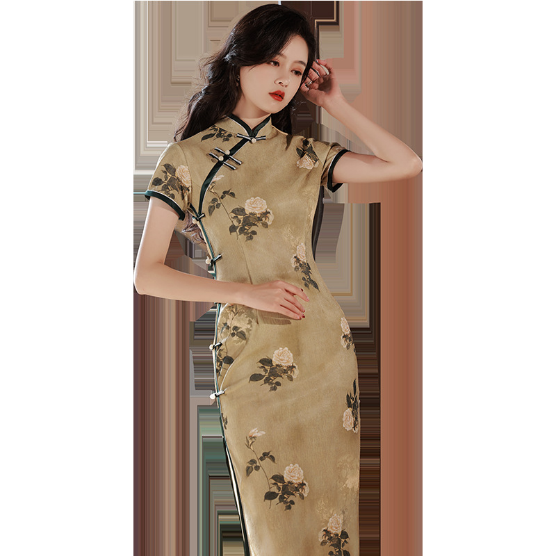 旗袍/上海东方明珠/短袖旗袍/高考布置/女士礼服白底实物图