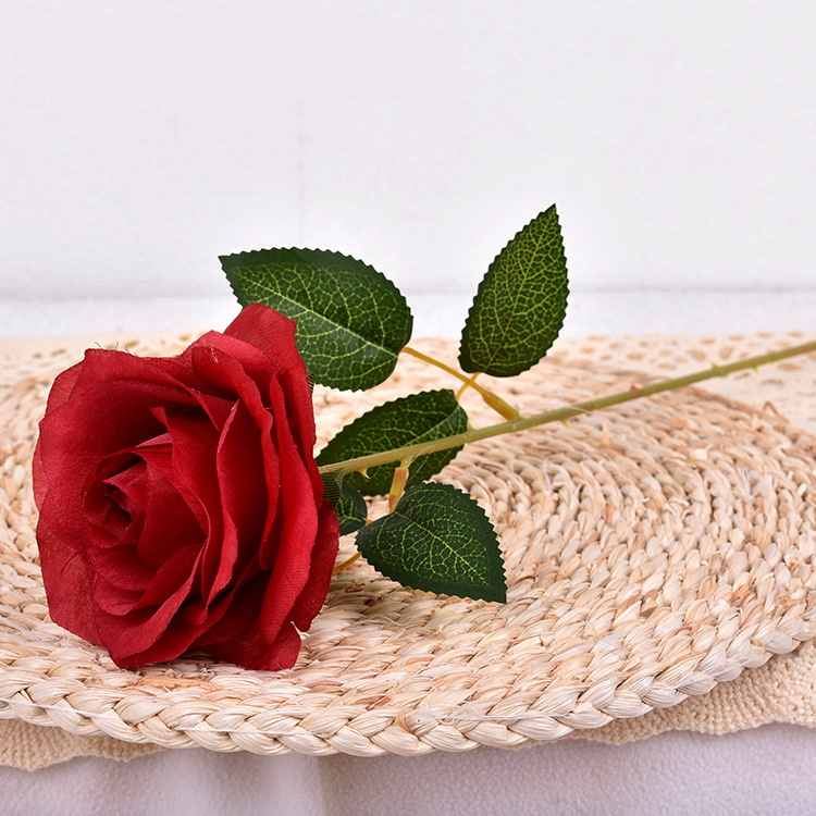 Single rose artificial flower bouquet for foreign trade, living room decoration, coffee table, dining table, bedroom ornaments, European style Specification image