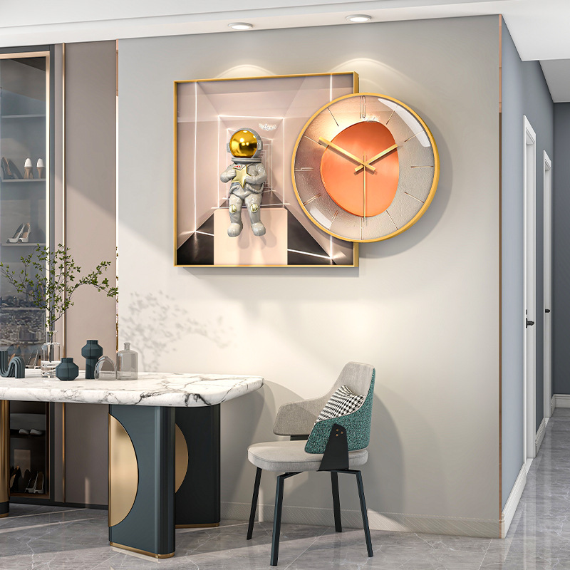 Net Red Clock Living Room New Aluminum Alloy Wall Clock Light Luxury Modern Decoration Clock Wall Relief Simple Hanging Watch Painting Application Scenario