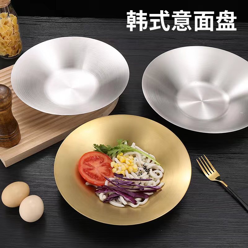 韩式餐具不锈钢单层冷面碗创意餐厅拌饭碗水果盘沙拉盆零食干果盘