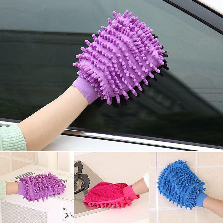 Chenier single and double sided car wash gloves, velvet coral worm car cleaning gloves, special car cleaning tools for beauty and maintenance