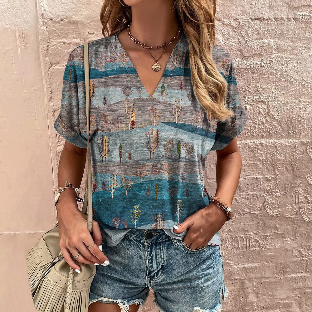 2025 comercio exterior impresión 3D camiseta manga corta amazon eBay original cebu sport mujer casual top Specification image