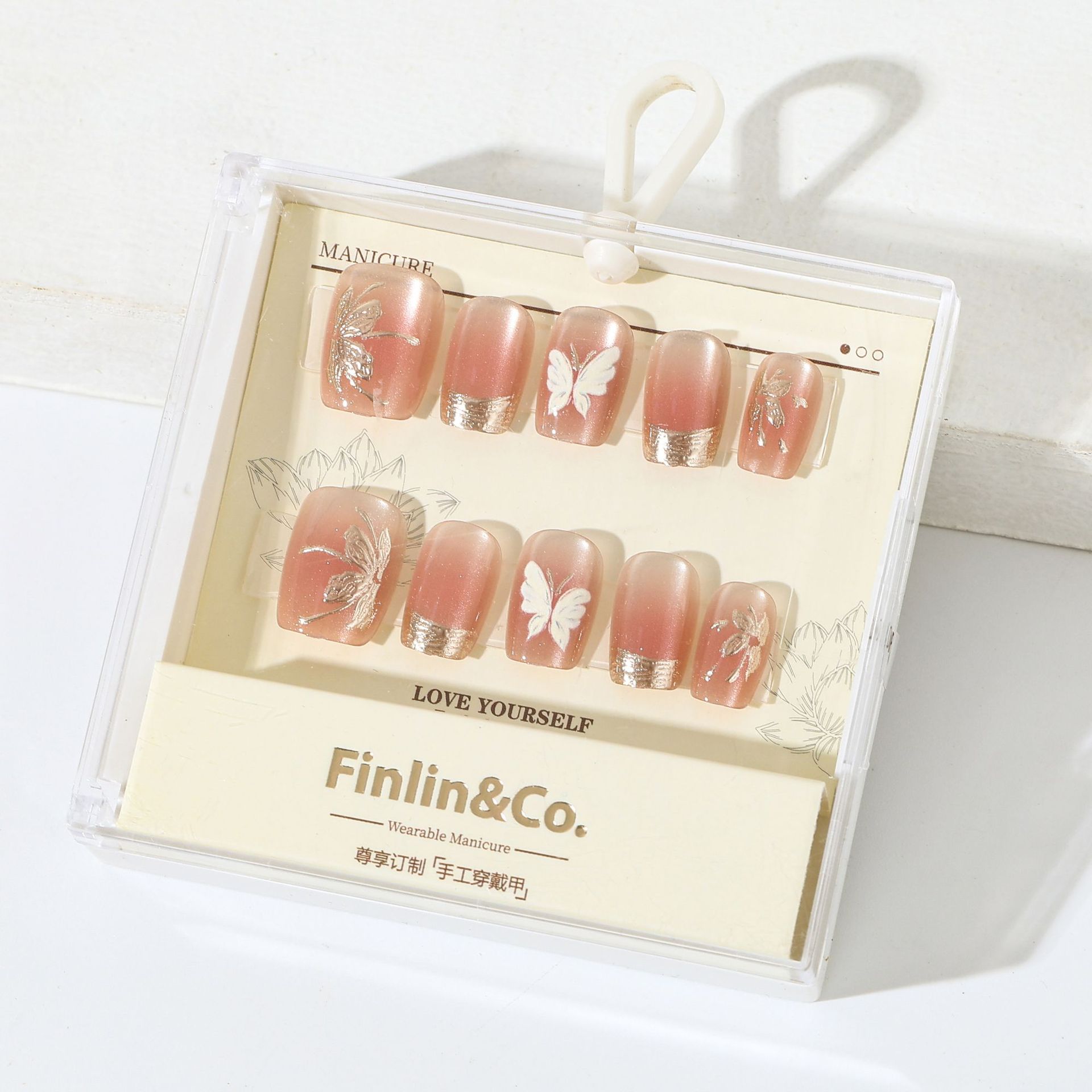 GOSMAN鎏金猫眼立体创意指甲穿戴甲假指甲美甲贴纸片盒装带钻穿戴