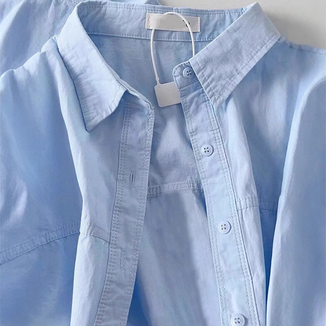 The 2025 new dopamine cream-colored pure cotton shirt is suitable for women to wear as a loose shirt coat in summer for sun protection Specification image