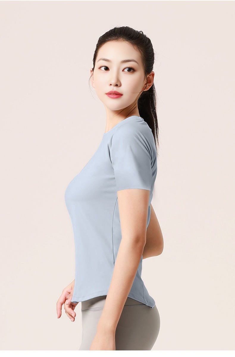 新款背网纱瑜伽短袖运动健身服显胸塑型户外跑步透气T恤女运动内衣详情10