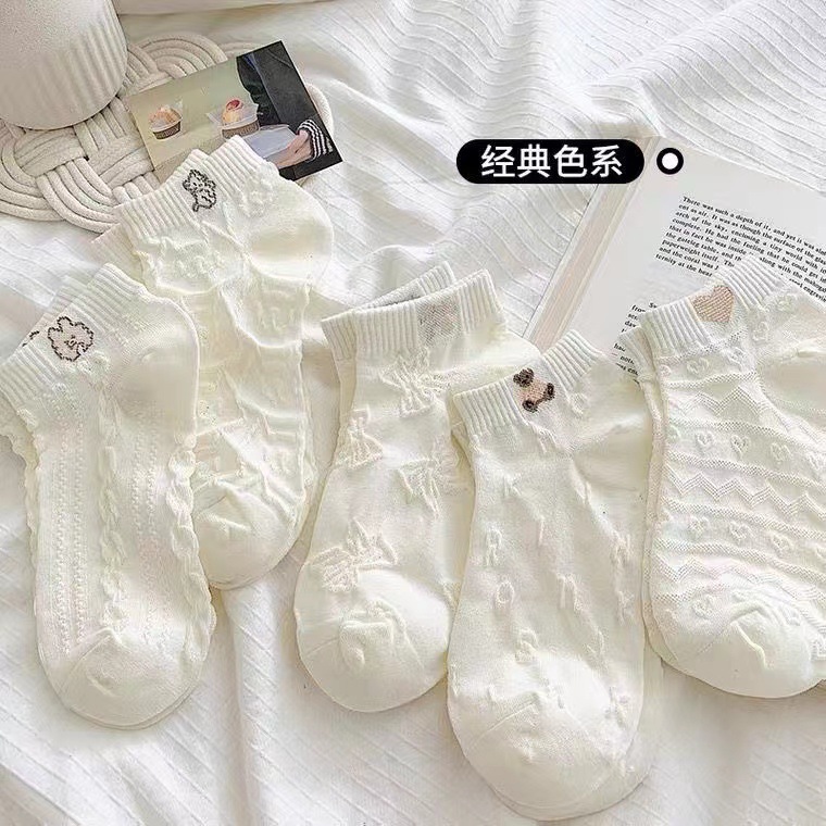 白色袜子短袜船袜短筒袜舒适透气详情图1