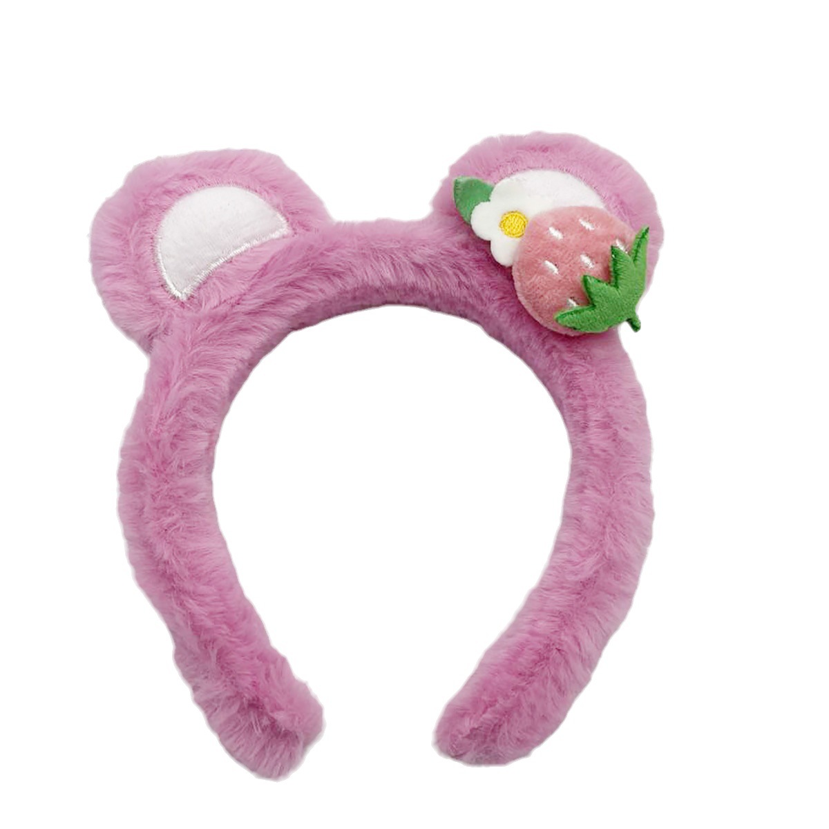 South Korea Cute Plush Strawberry Bear Headband Female Wholesale Ins Wind Advanced Sense Rose Red Pink Ears Face Wash Headband Accessories Item Picture