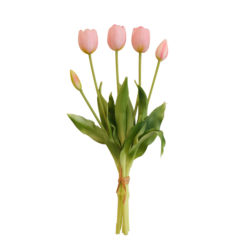 5 Tie Soft Glue Feel Tulip Simulation Flower Home Decoration Fake Flower Tulip Bouquet Factory Direct Sales Item Picture