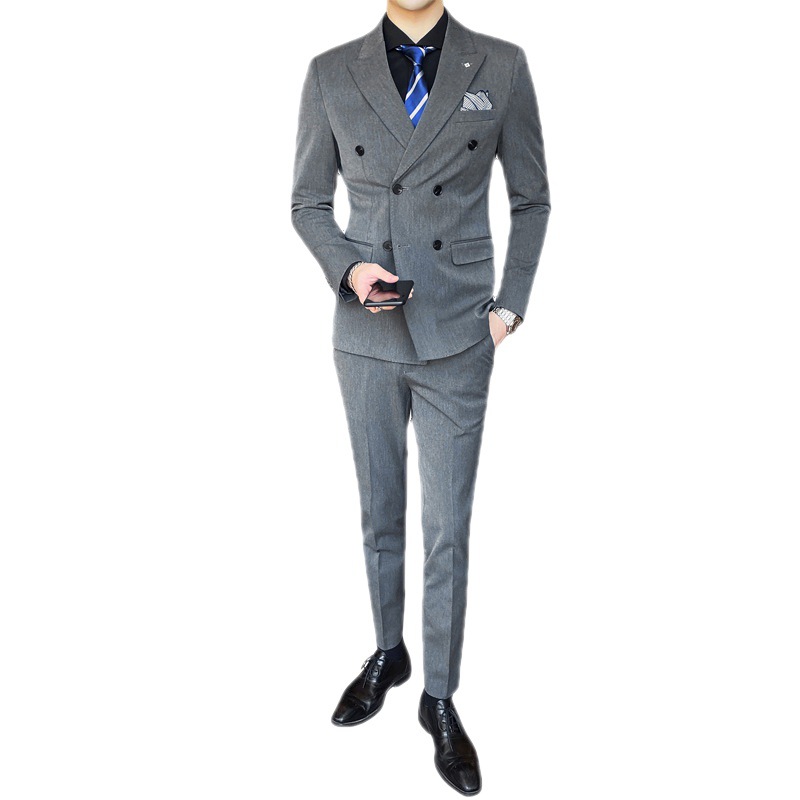 Men's three-piece suit set, Korean-style slim-fit small suit, professional formal wear, best man's attire, groom's wedding dress Item Picture