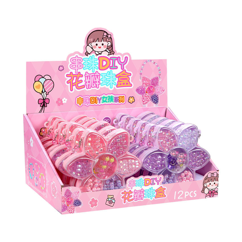 DIY handcrafted beaded petal bead box, children's bracelet accessory, hair cord material, colorful beads, girls' gift toys Item Picture