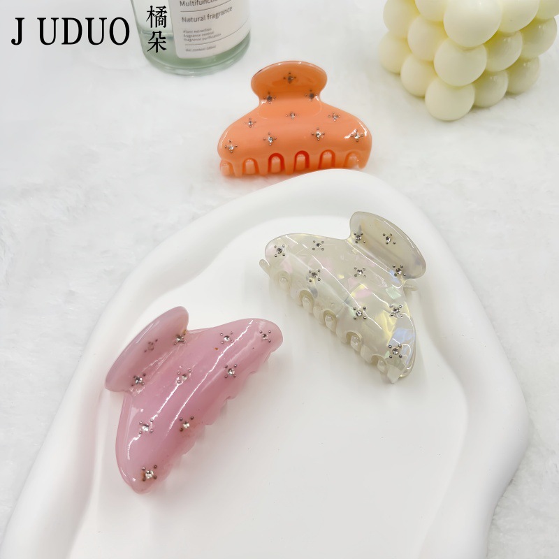 Custom-made high-end scratch-off clips with stars and diamonds, shark clips, less acetate, half a hair clip, back of the head hair accessory for women Specification image