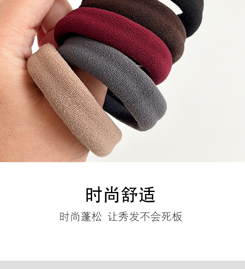 加粗高弹力无缝接马尾头绳耐用不伤发丸子头发绳百搭基础款毛巾圈详情3