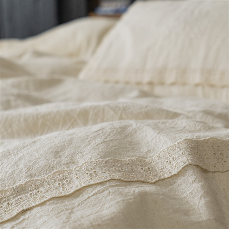 Fontainebleau - Light French Retro A-class Linen All-Cotton Four-piece Set for Homestay Heavy Industry Lace Cotton and Linen Bedding Specification image