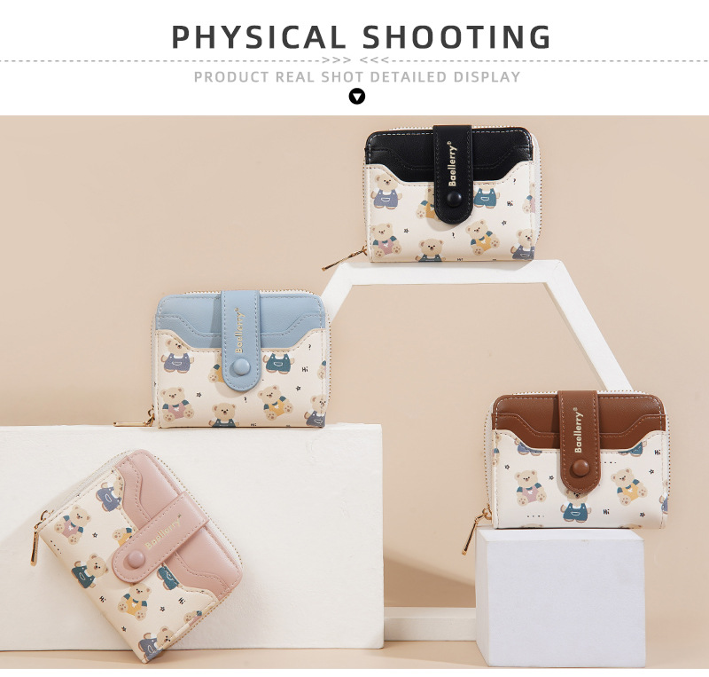 新款女士钱包短款拉链高级感学生钱夹多卡位跨境女式轻奢零钱包女详情7