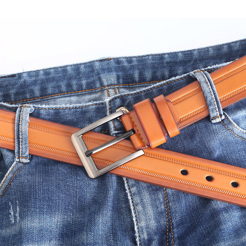 New Europe And The United States Leisure Pin Buckle Waistband Pu Washed Microfiber Belt Men's Belt Stall Wholesale Specification drawing