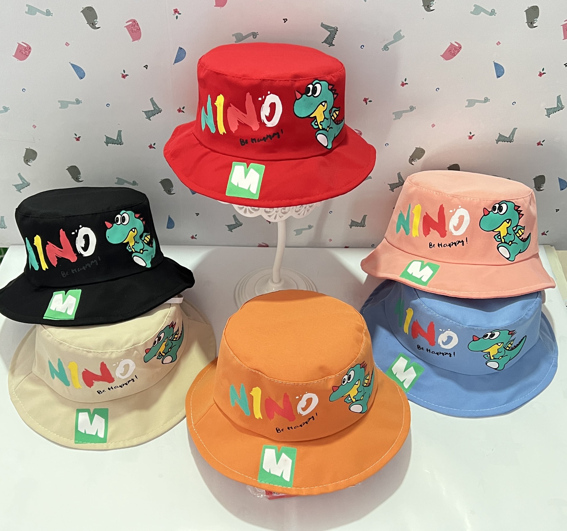 Children's Fisherman's Hat Children's Hat Fisherman's Hat Cute Windproof Sun Hat Boys And Girls Cartoon Embroidery Print All Seasons Sun Hat Wholesale Specification drawing