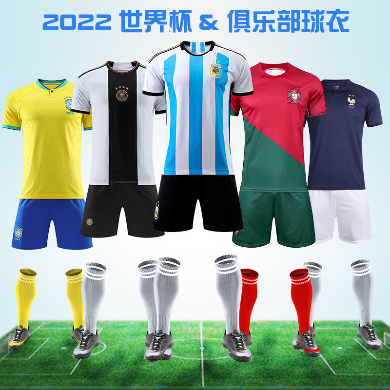 2022世界杯俱乐部足球服男女成人儿童套装团购印号巴黎阿根廷球衣详情图4