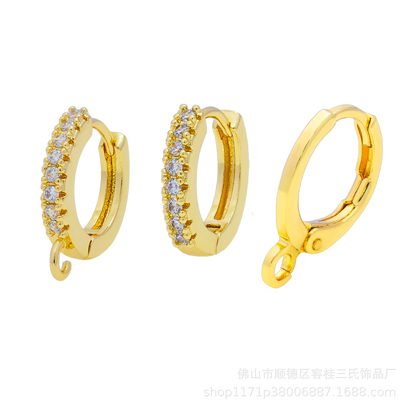 源头工厂 微镶铜饰品配件微镶耳扣配件 18K真金电镀 DIY耳扣配件