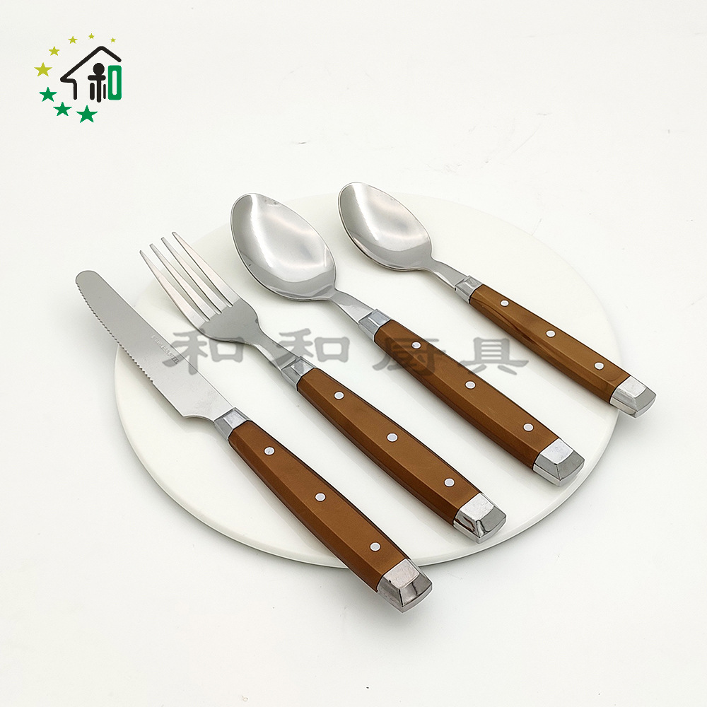 Colorful Handle Stainless Steel Knife, Fork And Spoon 24-Piece Steak Western Knife Dessert Spoon Set Cutlery Application Scenario
