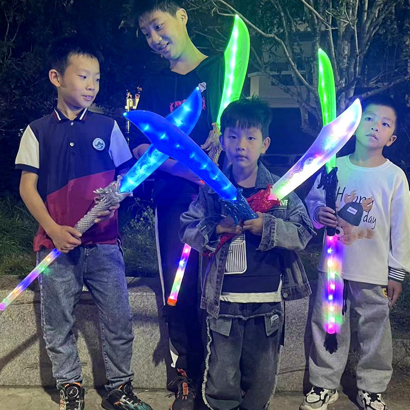 加长关公刀屠龙大刀拆装两用二合一发光宝剑大刀闪光音乐剑男玩具