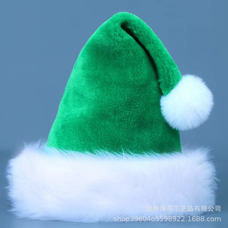 2023 Factory Christmas Decorations Red Blue Green Black Adult Children Extra Thick Plush Santa Hat Specification drawing