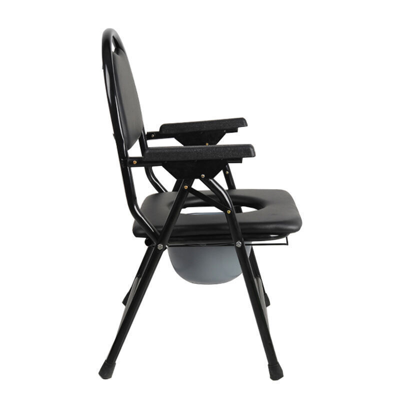 Cross-border exclusive black foldable toilet chair with potty, pregnant women's mobile multi-purpose toilet chair with copy chair Application Scenario