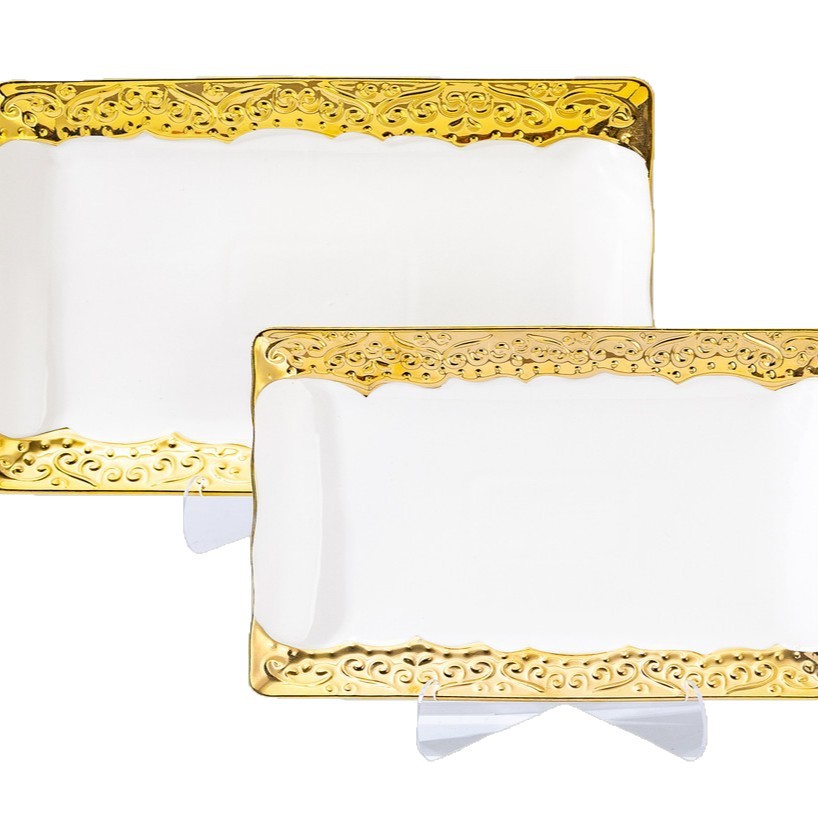 A light luxury ceramic tableware set with a high-end gold edge. Wholesale of electroplated gold plates Item Picture