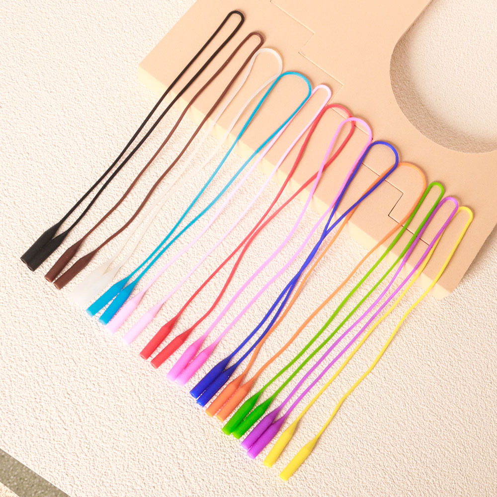 Silicone round-head snap-on eyeglass lanyards, adjustable lanyards for adults and children, anti-slip and anti-drop extended eyeglass lanyards accessories Specification image
