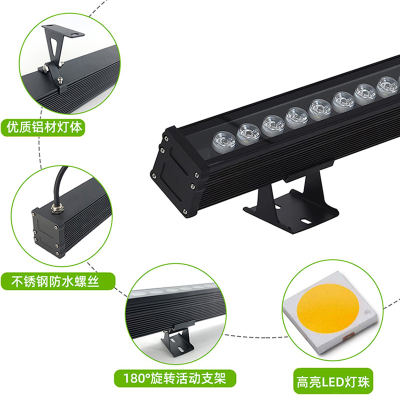 Intelligent LED wall-washing light 60W RGBCW color-changing linear full-color dance studio live streaming atmosphere can be connected in series with background lights Item Picture