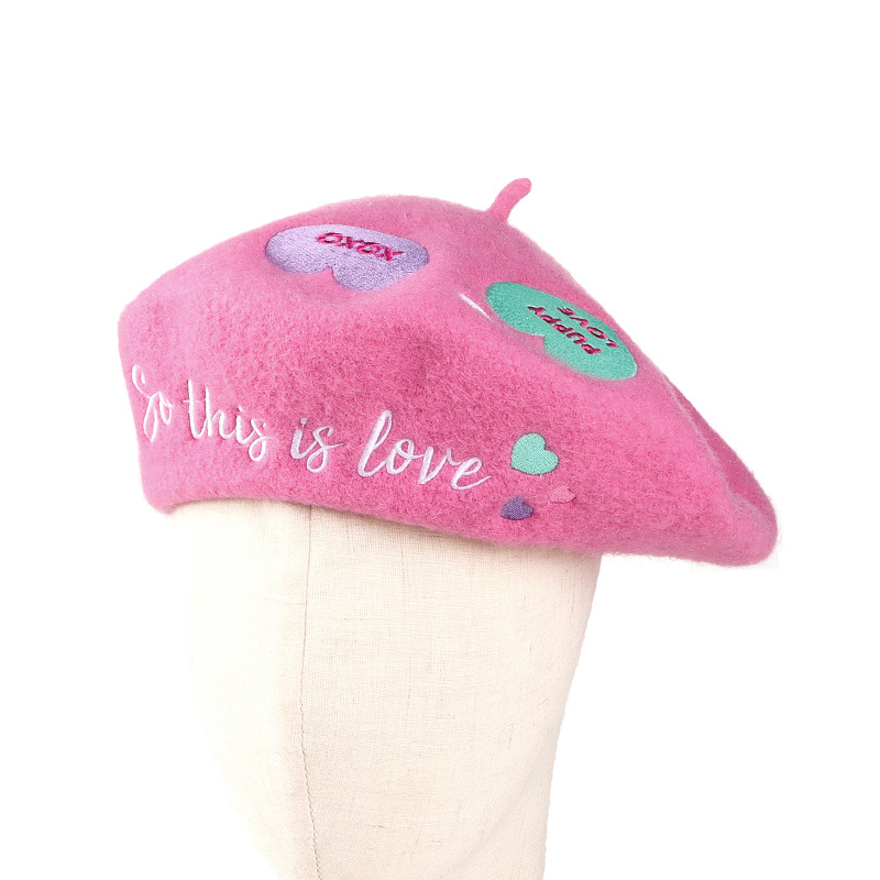 2022 Factory Manufacturer French Embroidered Beret Wool Material Hats Specification drawing