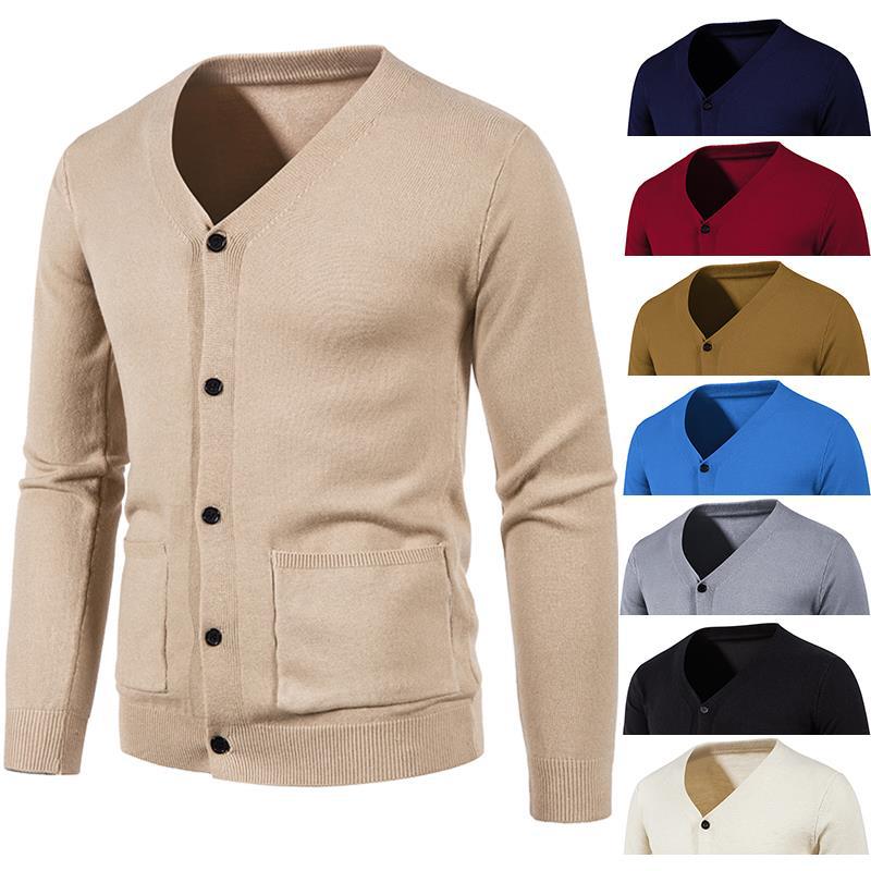 Men's cardigan knitted sweater, coat sweater, large V-neck, trendy and slimming new Korean-style casual outerwear, men's sweater Item Picture