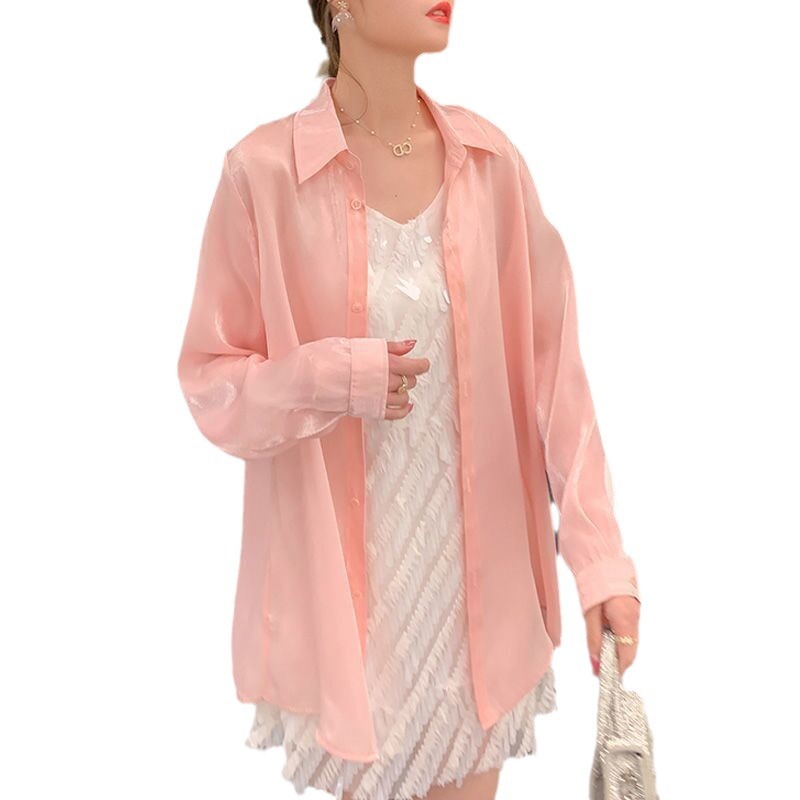 2024 new summer thin, loose and stylish long-sleeved chiffon shirts, air-conditioned jackets, sun-protective shirts, women's fashion Item Picture