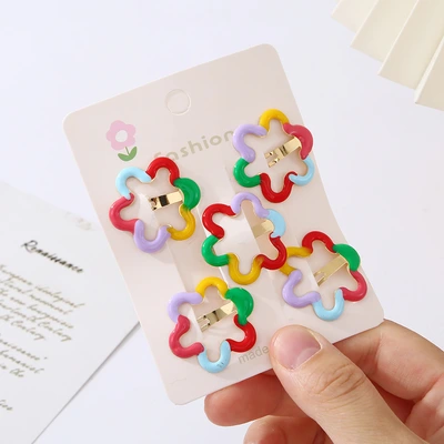 Children's Colorful Flowers Cute Broken Hair Bb Clip Headwear For Girls Rainbow Side Fringe Hairpin For Girls Hairpin Hair Accessories