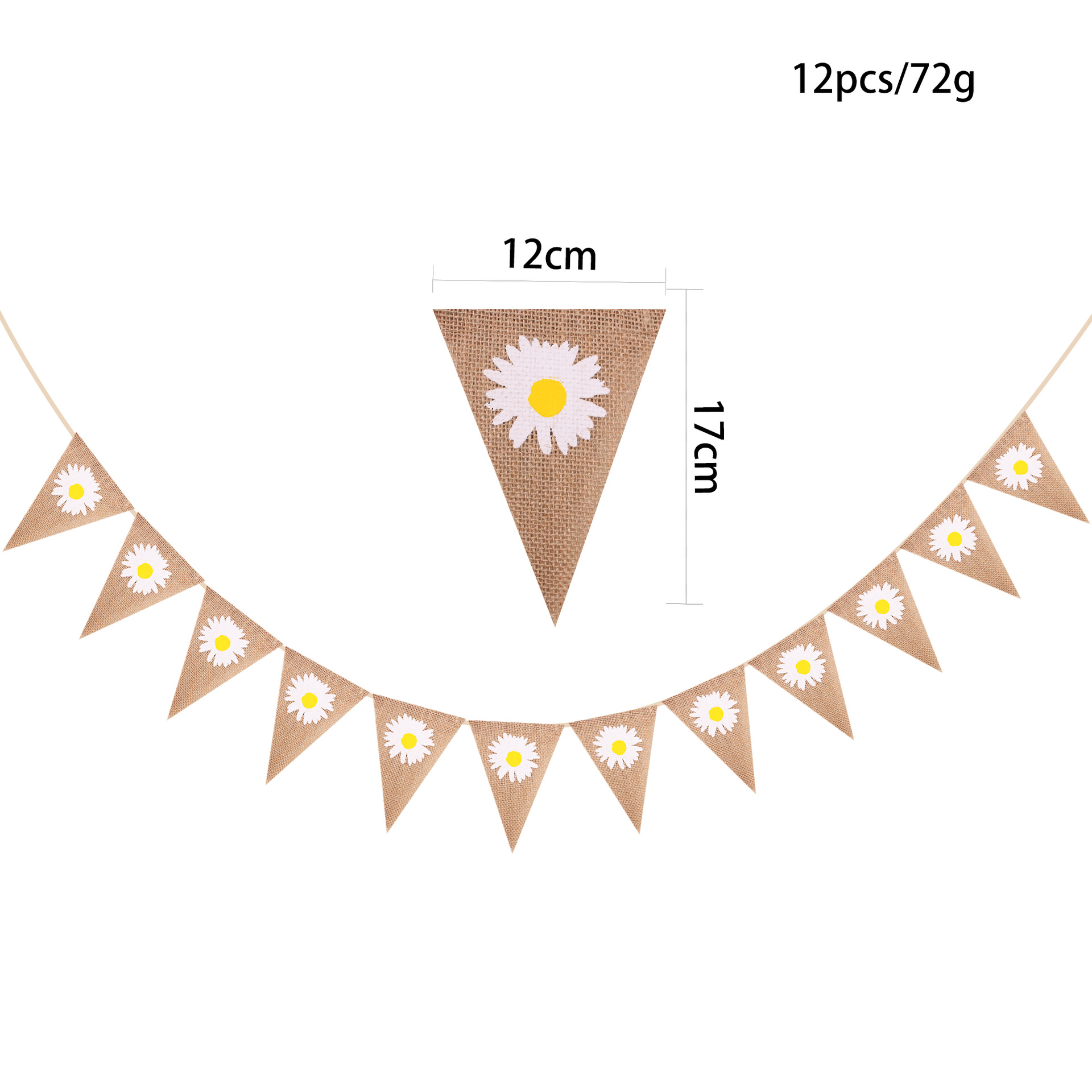 Cross-border Daisy, linen, triangular flag, party decoration, scene arrangement, banner display, factory direct sales details Picture
