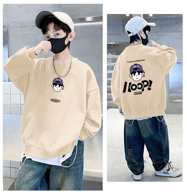 天才鲸 儿童秋季卫衣新款圆领韩版宽松运动长袖冬装男童洋气上衣详情10