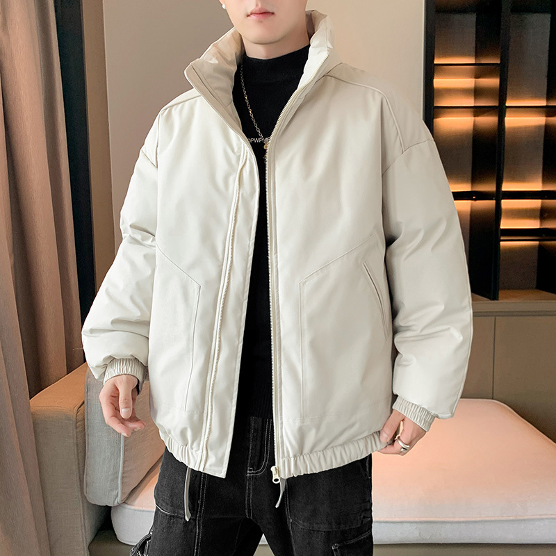 Men's short stand-up collar cotton-padded jacket, men's cotton-padded coat, casual and versatile cotton-padded jacket, men's trendy brand, casual and fashionable winter