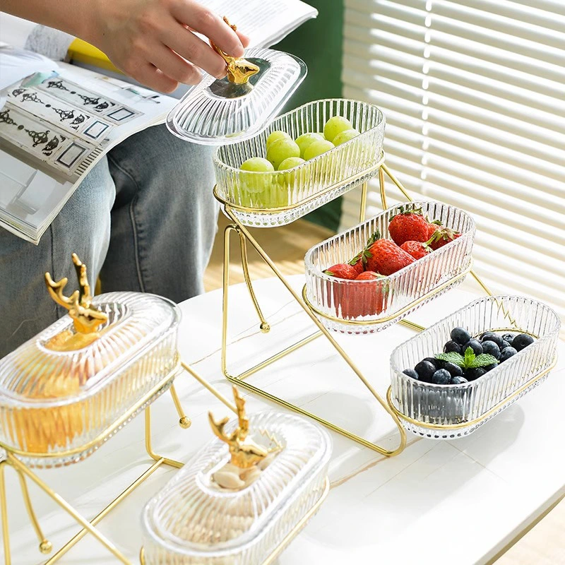 Light Luxury Fruit Tray Home Living Room Tea Table Snack Multi-Layer Snack Tray High-End Candy Tray Division Of Dried Fruit Storage Box
