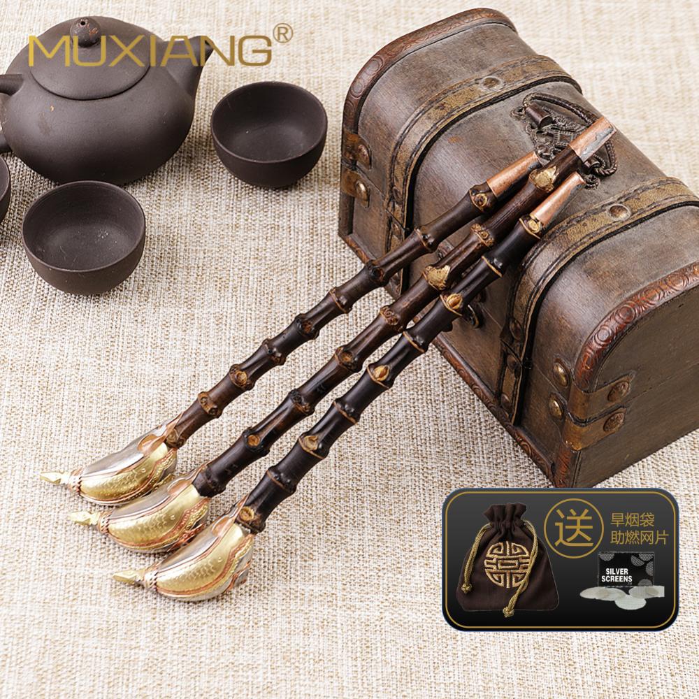 木香朝烟斗传统老式长烟杆旱烟斗烟袋锅传统工艺竹节烟斗竹子烟枪图