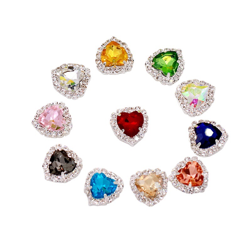 爱心围边爪钻桃心手缝钻水晶扣爪钻 